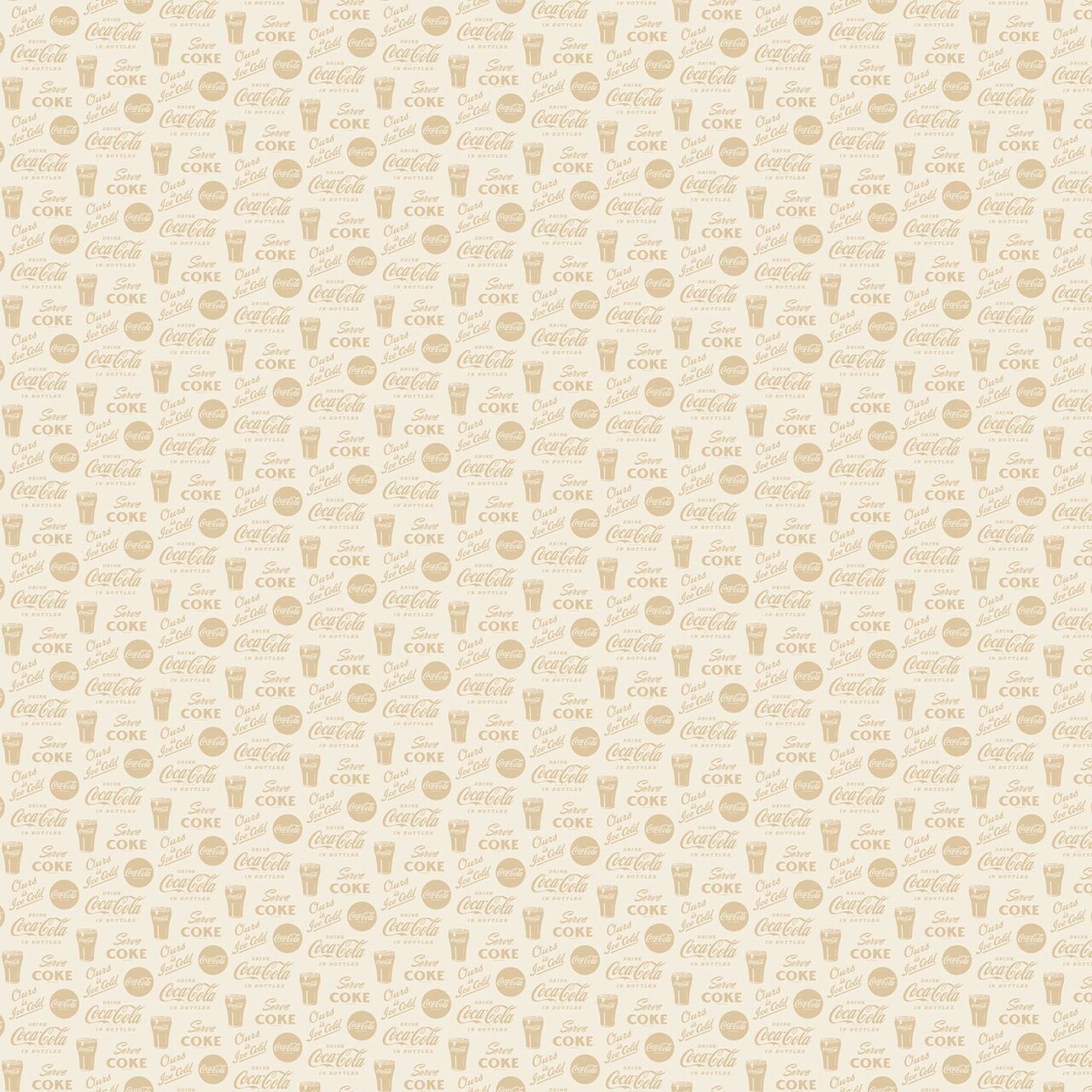 Fabric Northcott Cream Tonal Coke Sayings Coca Cola by the Quarter Yard CC1007-30